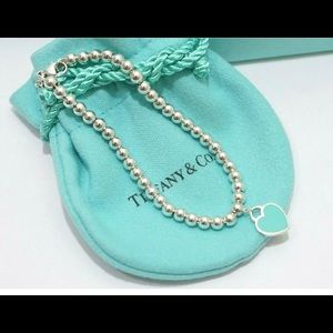 Tiffany & Co. Silver Blue Enamel Heart Mini balls